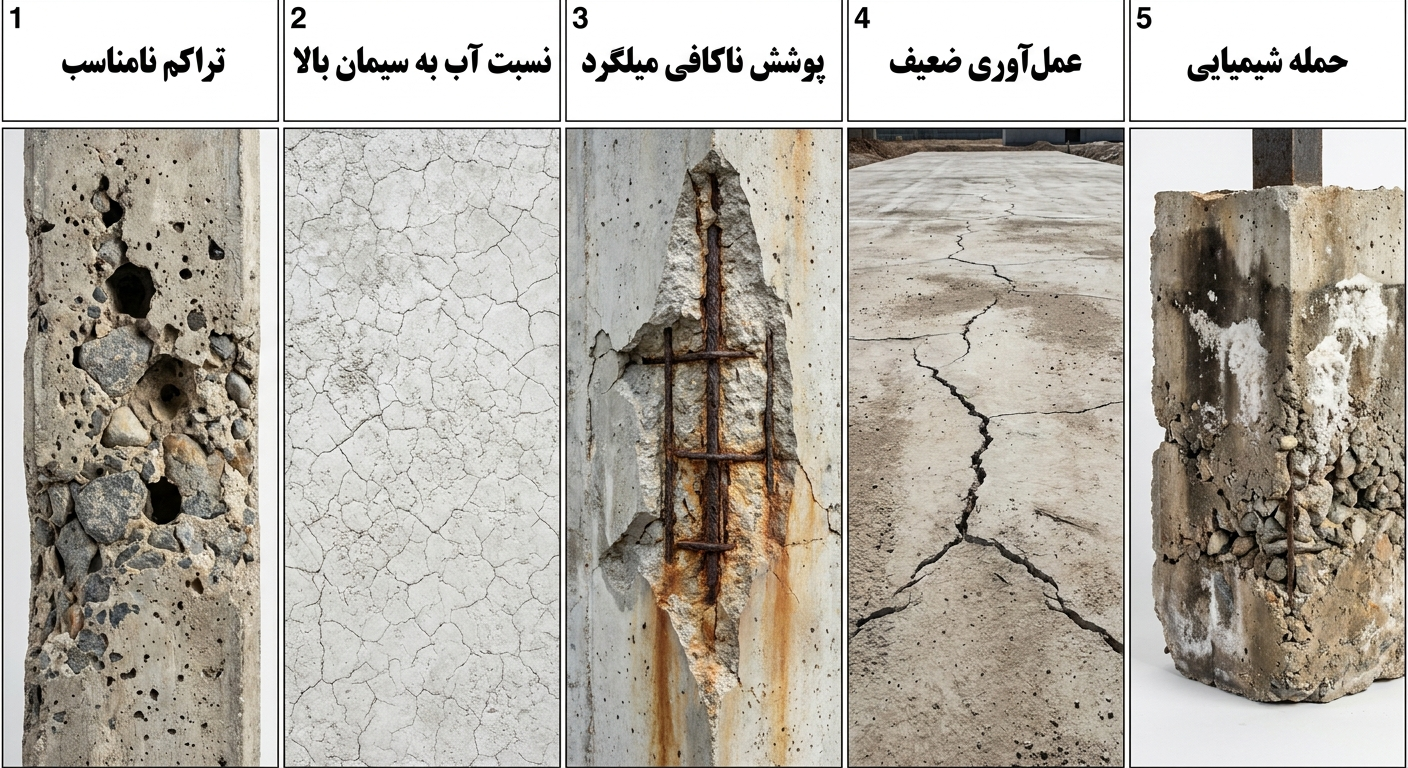 مهم ترین علل خرابی بتن در پروژه های ساختمانی 